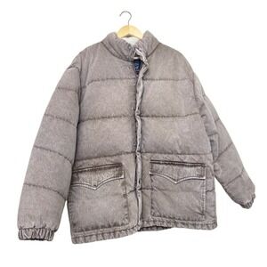 Levis Mens Performance Down Puffer Jacket Gray Denim Sherpa Collar